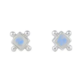 Gia Sterling Silver Rainbow Moonstone Studs