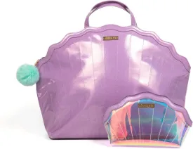 Glimmer Wish Mermaid Overnight Bag and Shell Cosmetic Bag for Essentials and Cosmetics, Secure and Organized Travel Bags, Gifts for Teens and Girls