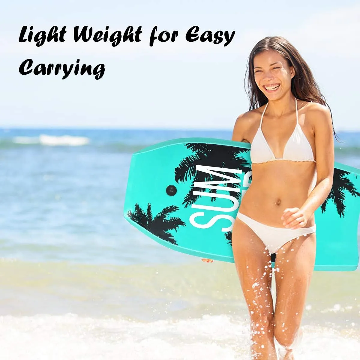 GYMAX Boogie Boards for Beach, 33"/37"/41" Body Board with EPS Foam Core, Crescent Tail, Dual Channel & Wrist Leash, Lightweight Bodyboard for Kids, Youth, Adults