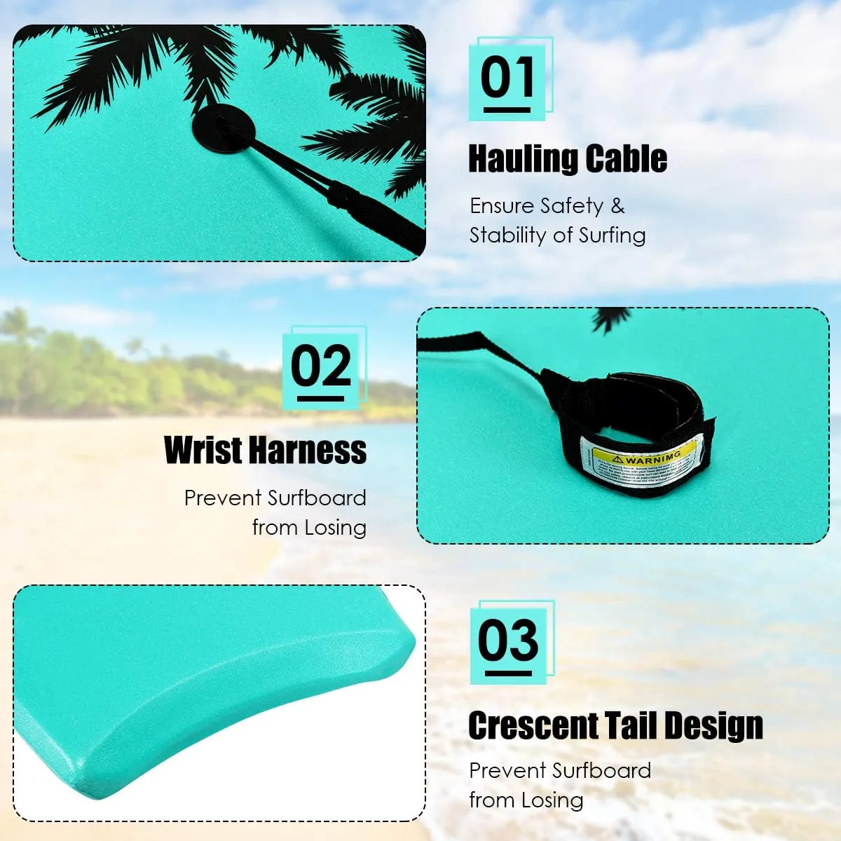 GYMAX Boogie Boards for Beach, 33"/37"/41" Body Board with EPS Foam Core, Crescent Tail, Dual Channel & Wrist Leash, Lightweight Bodyboard for Kids, Youth, Adults