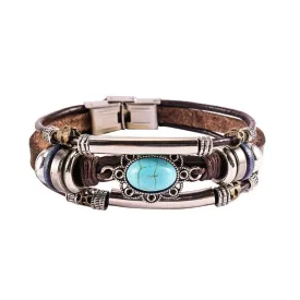 Handmade Boho Gypsy Hippie Brown Leather Bracelet