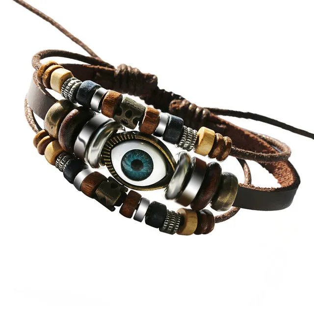 Handmade Boho Gypsy Hippie Brown Leather Bracelet