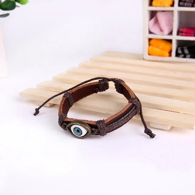 Handmade Boho Gypsy Hippie Brown Leather Bracelet