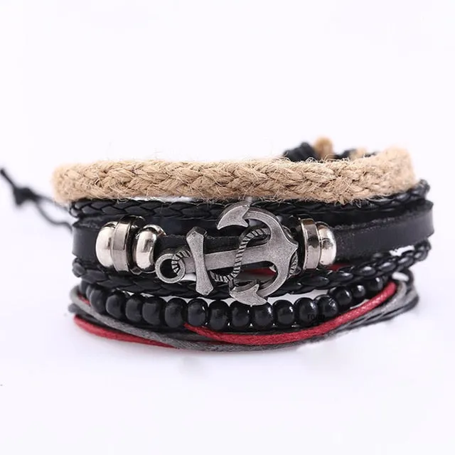 Handmade Boho Gypsy Hippie Brown Leather Bracelet