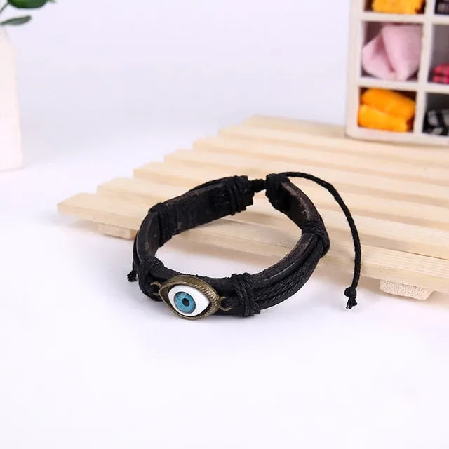 Handmade Boho Gypsy Hippie Brown Leather Bracelet
