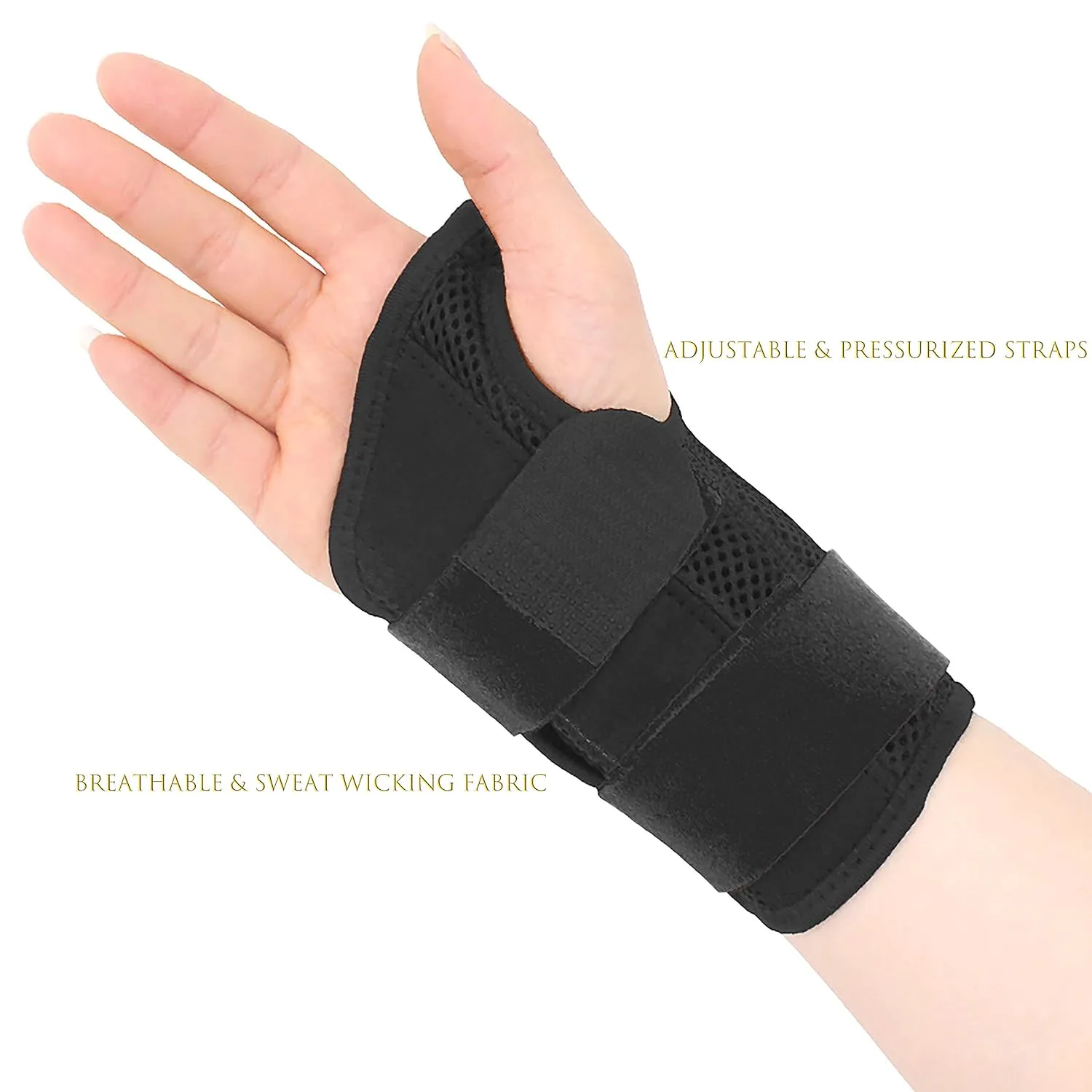 HiRui Wrist Brace Wrist Support with Splints for Men and Women, Hand Support for Carpal Tunnel Arthritis Tendonitis Sprain Recovery Wrist Pain Relief, Day & Night Support (Black-Left Hand, L)