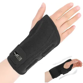 HiRui Wrist Brace Wrist Support with Splints for Men and Women, Hand Support for Carpal Tunnel Arthritis Tendonitis Sprain Recovery Wrist Pain Relief, Day & Night Support (Black-Left Hand, L)