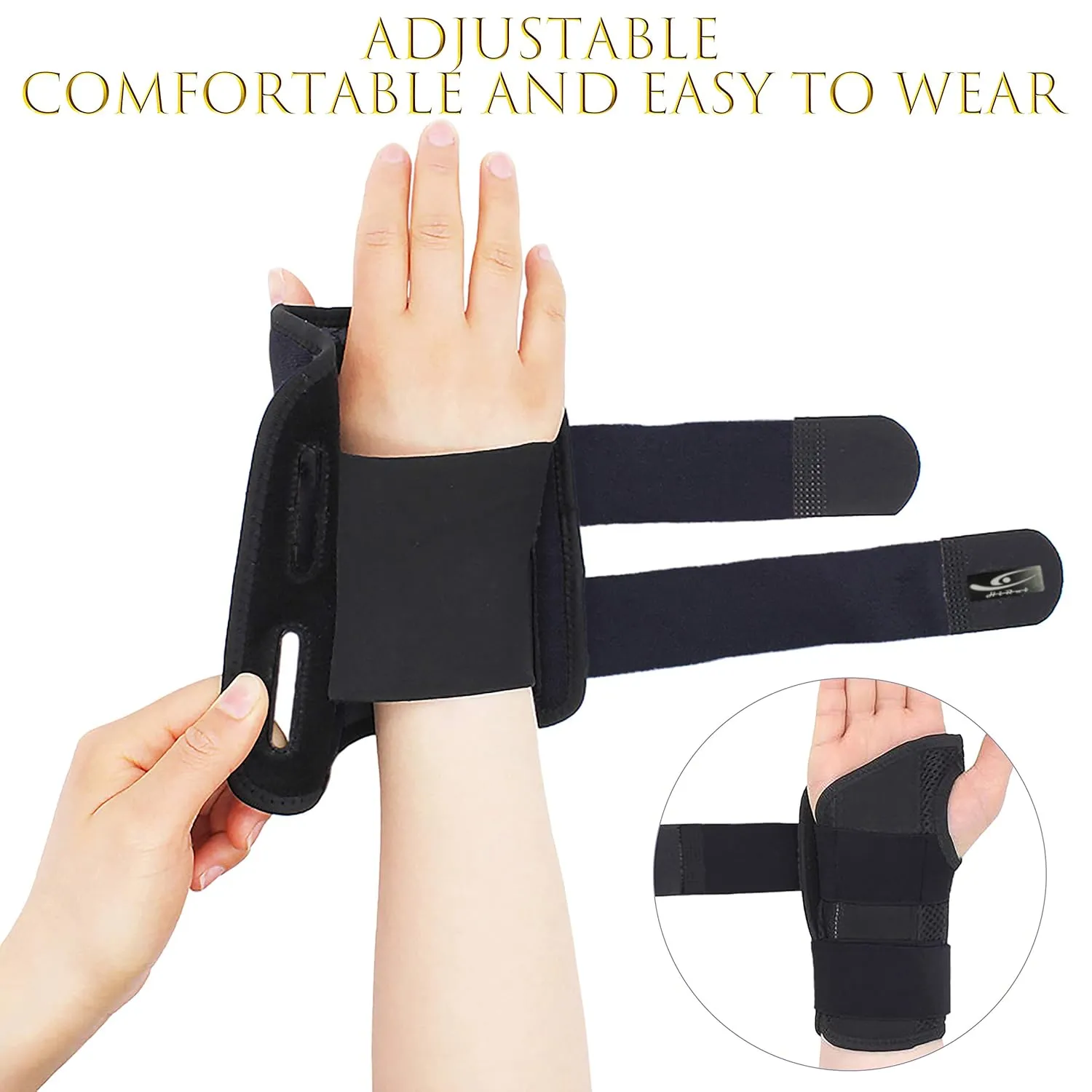 HiRui Wrist Brace Wrist Support with Splints for Men and Women, Hand Support for Carpal Tunnel Arthritis Tendonitis Sprain Recovery Wrist Pain Relief, Day & Night Support (Black-Left Hand, L)