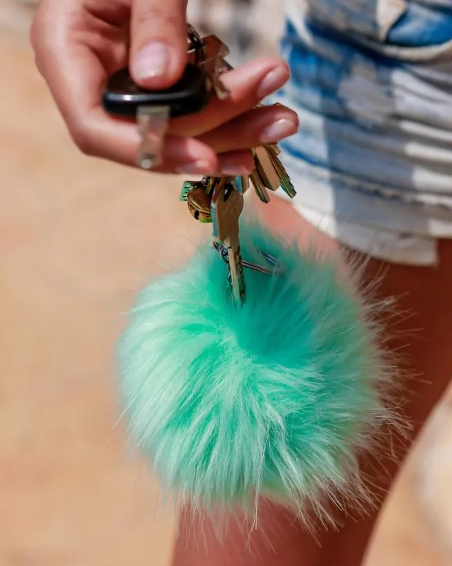 Keychain Furry Pompom Charm - Pink
