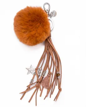 Keychain pompom tassel Charm - brown