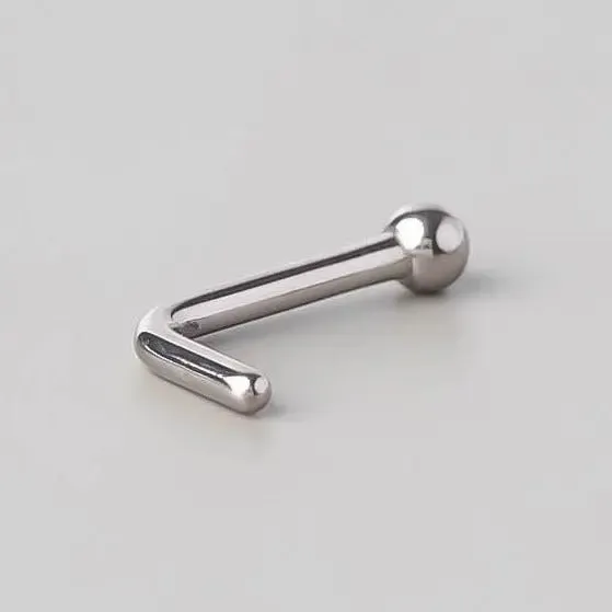 L-Shape Nose Stud Ball Top - Titanium