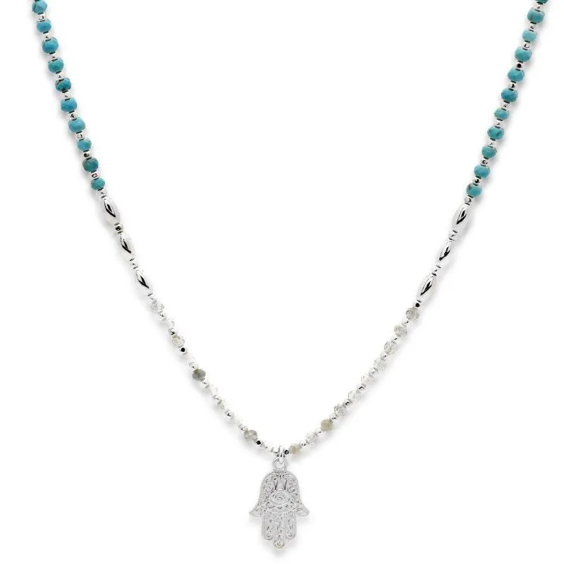 Lieu Turquoise Healing Hand silver Necklace