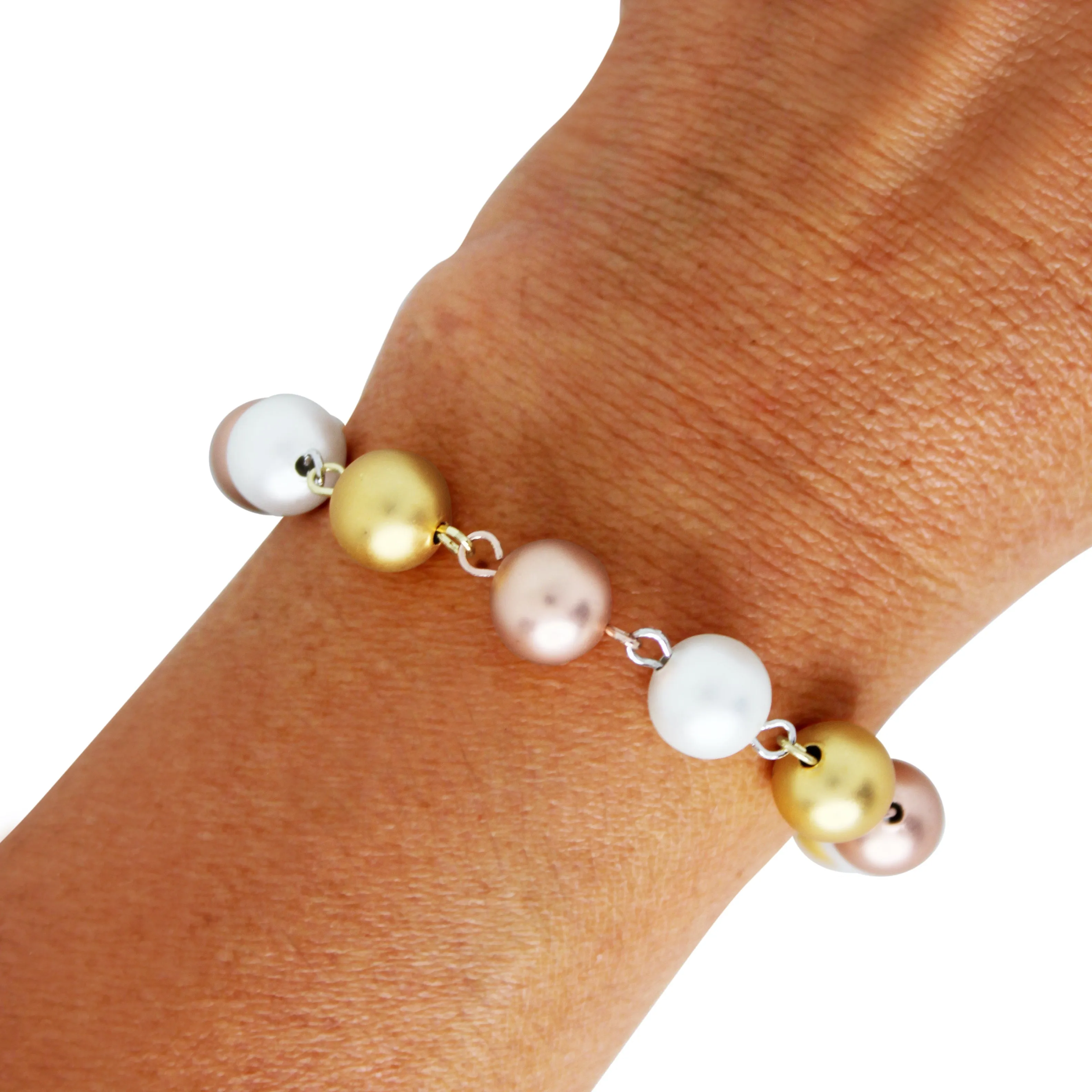 Link Bundle (REGULAR) - Tri-Colour Satin Metal (Includes Link Necklace, Bracelet & Heart Pendant)