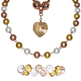 Link Bundle (REGULAR) - Tri-Colour Satin Metal (Includes Link Necklace, Bracelet & Heart Pendant)