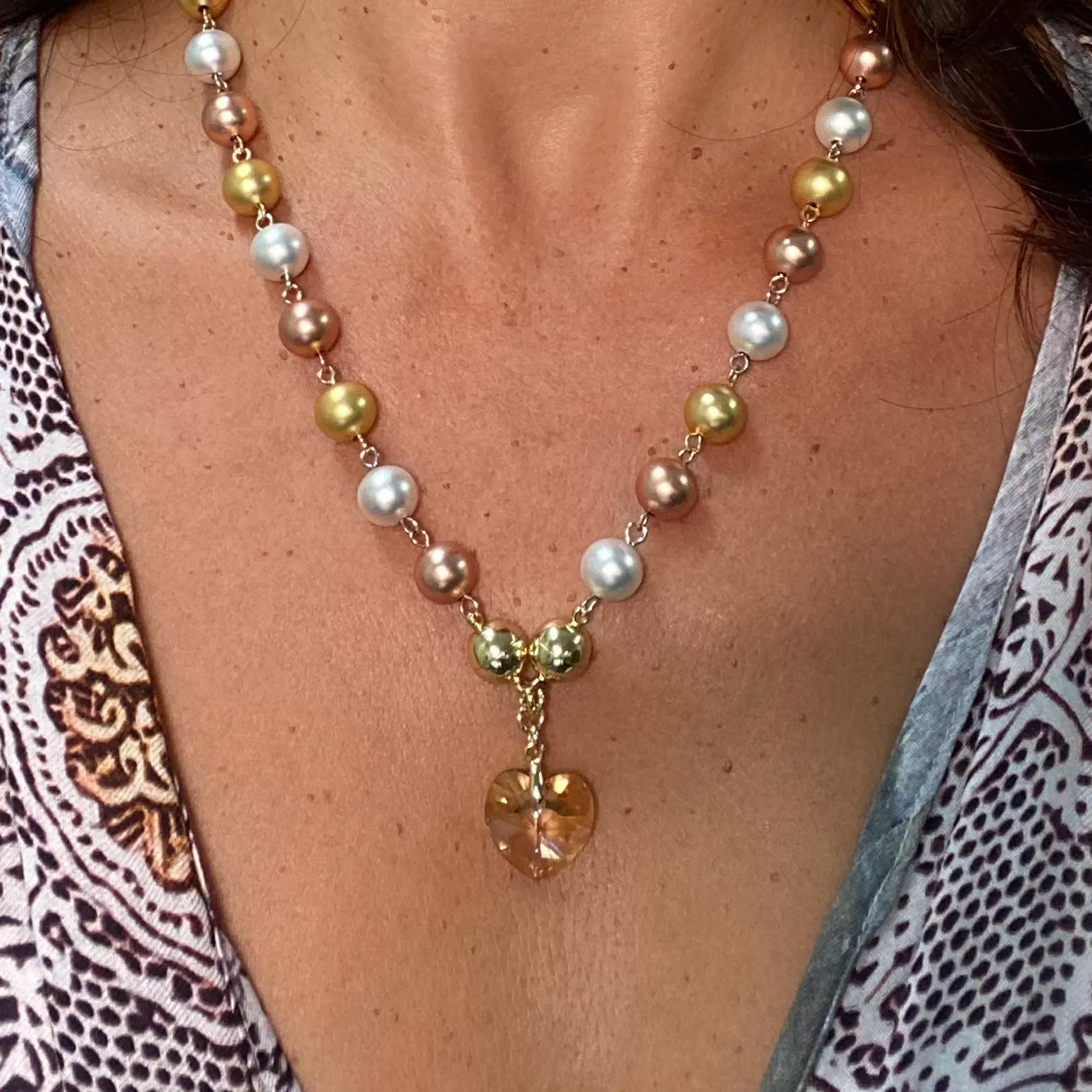 Link Bundle (REGULAR) - Tri-Colour Satin Metal (Includes Link Necklace, Bracelet & Heart Pendant)