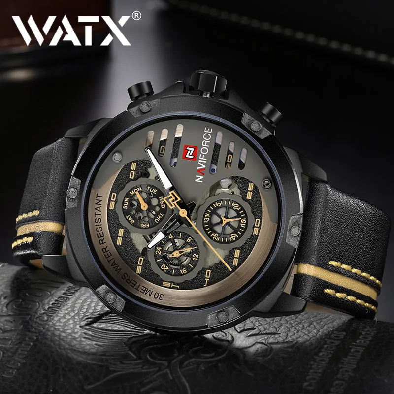 Mens Watches Leather Wrist Waterproof Number 36
