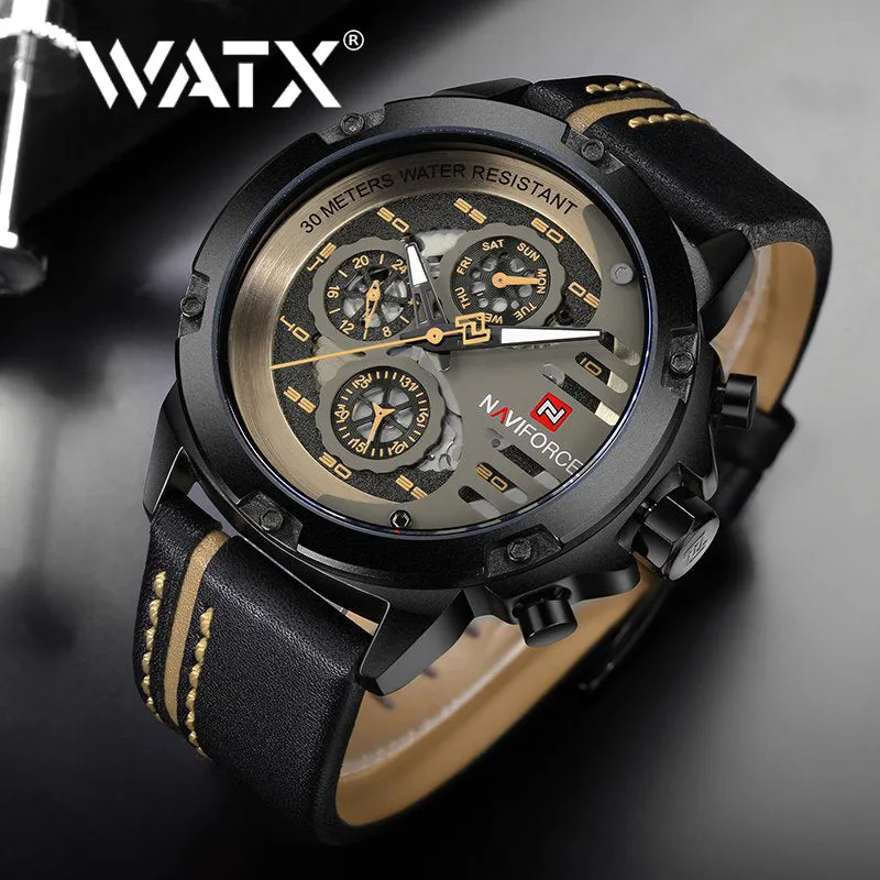 Mens Watches Leather Wrist Waterproof Number 36