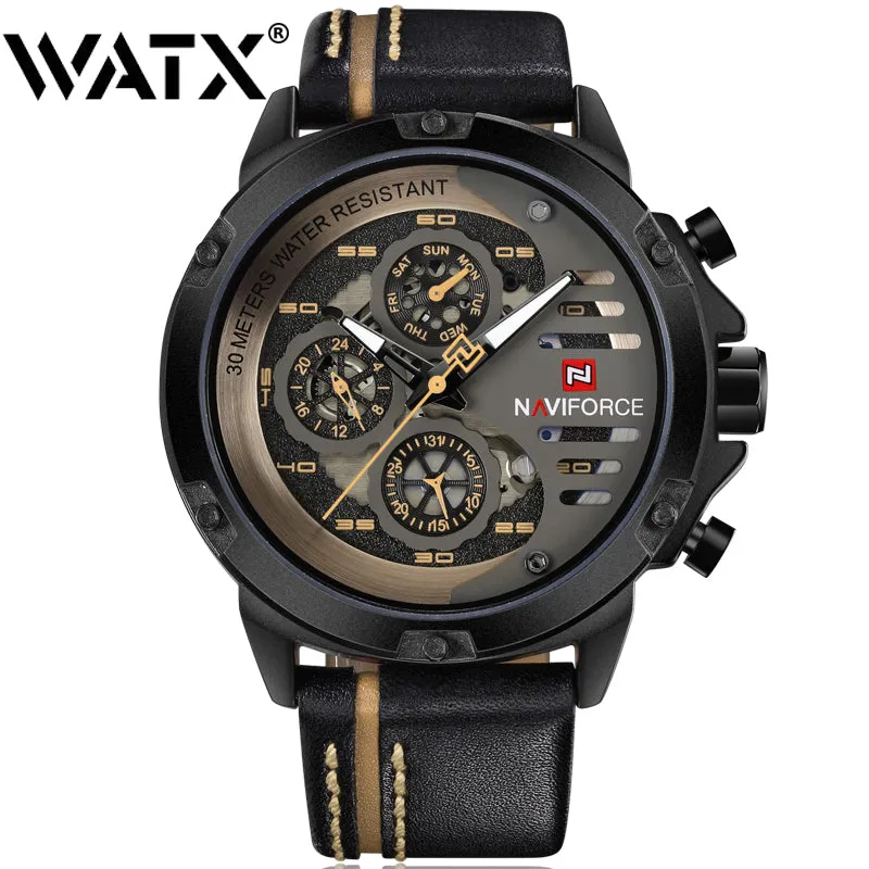 Mens Watches Leather Wrist Waterproof Number 36