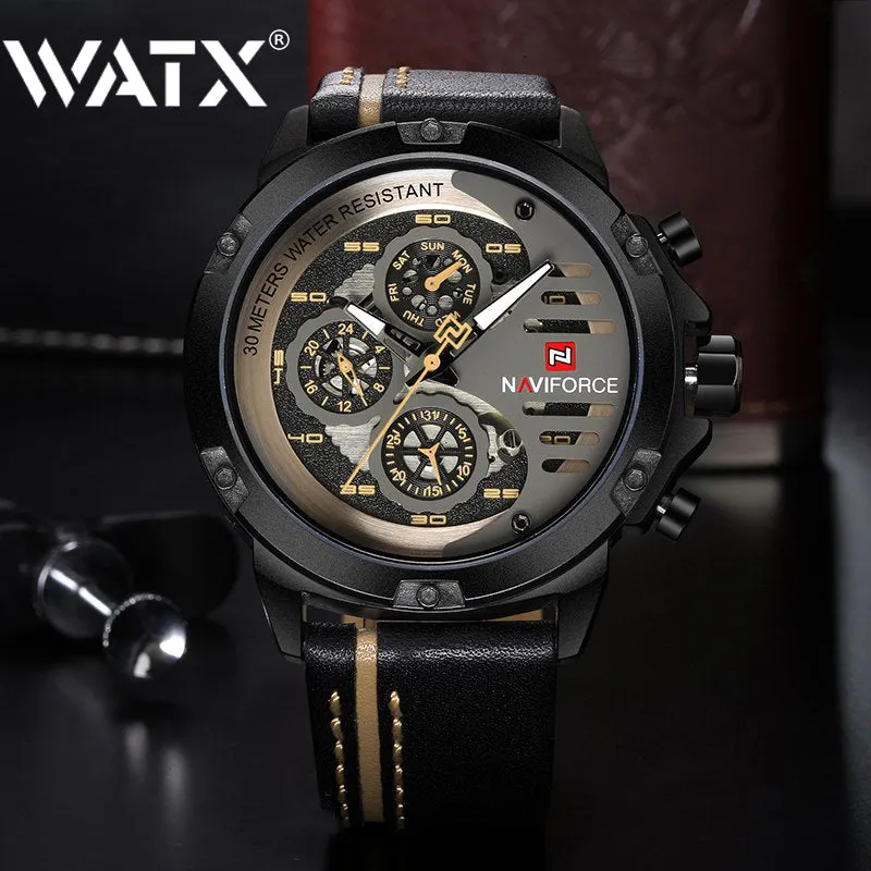 Mens Watches Leather Wrist Waterproof Number 36