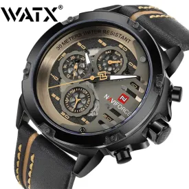 Mens Watches Leather Wrist Waterproof Number 36