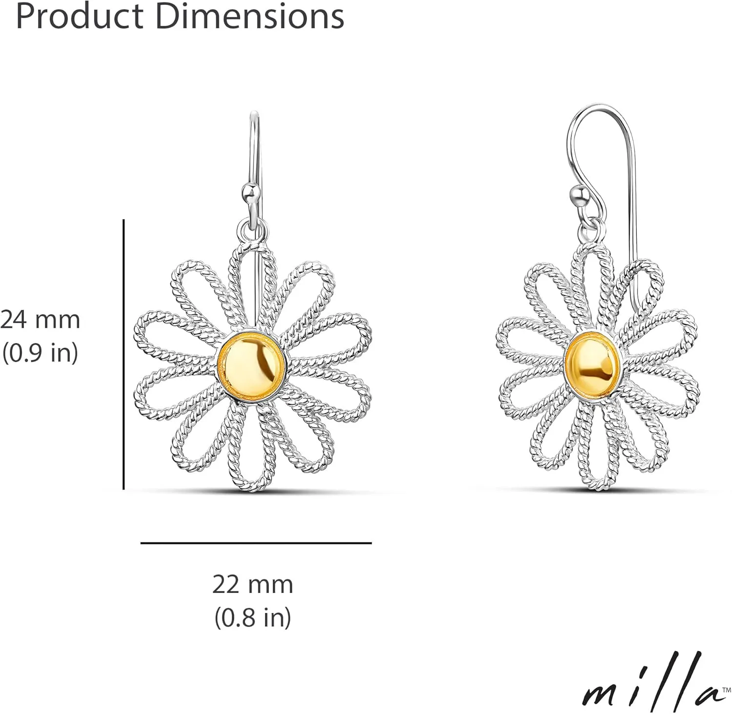 Milla Boho Earrings for Women Dangling | Flower Earrings | Heart Earrings | Tassel Earrings for Women | Dangle, French Wire Silver Earrings