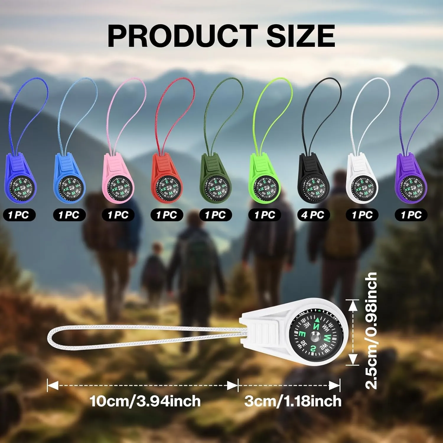 Mini Compass for Kids Keychain, Small Bulk Multi-Color Outdoor Camping Hiking Pocket Compass for Survival Kits Watchband Bracelet Necklace