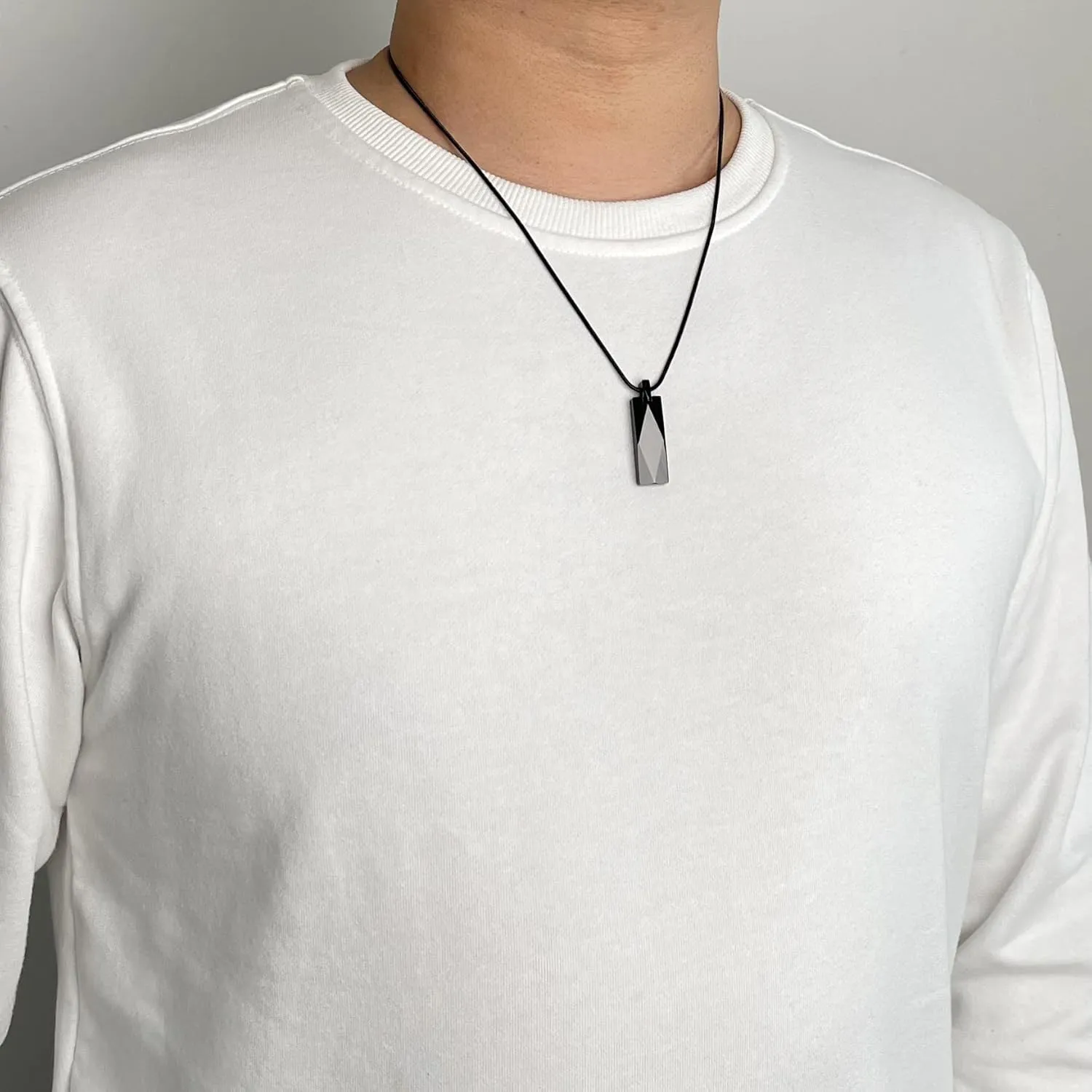 MOO&LEE Tungsten Carbide Bar Pendant Necklace for Men Women Stainless Steel Snake Chain