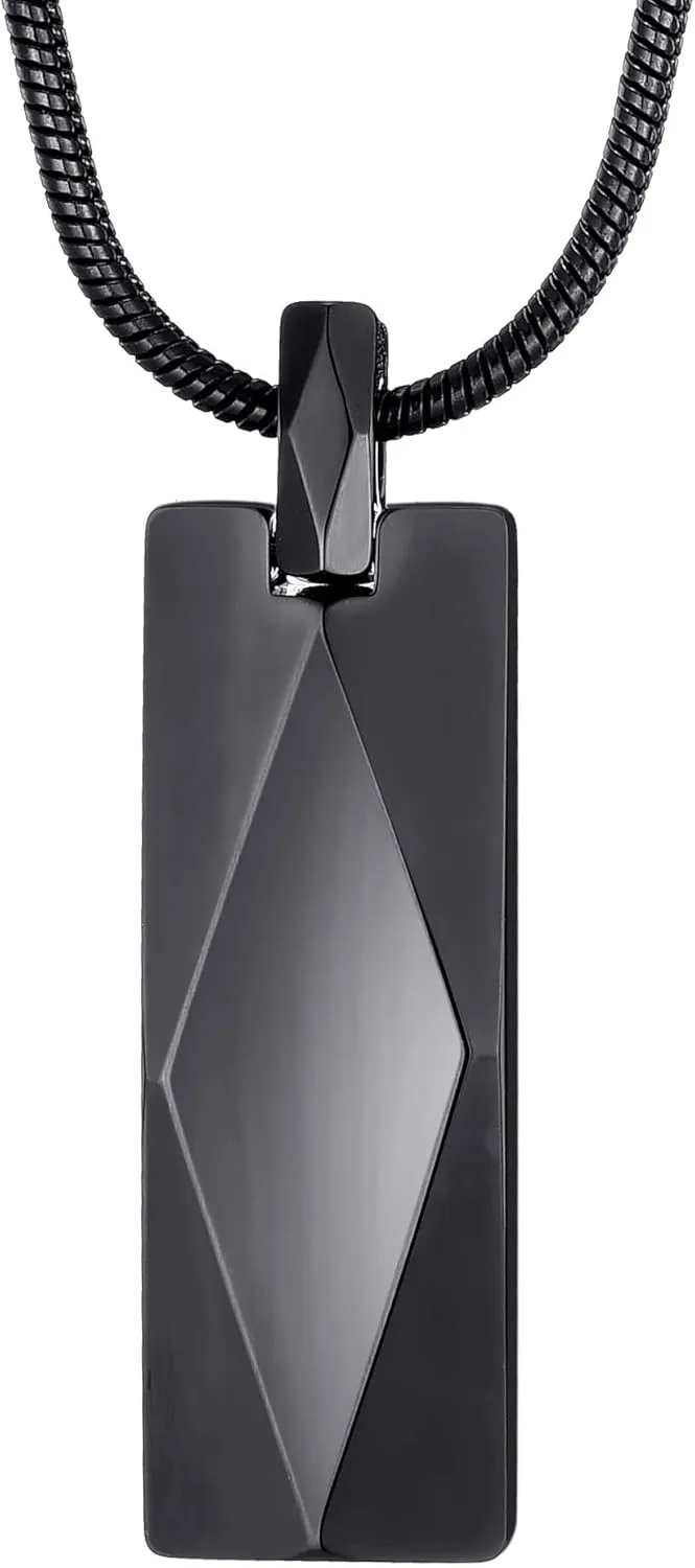 MOO&LEE Tungsten Carbide Bar Pendant Necklace for Men Women Stainless Steel Snake Chain