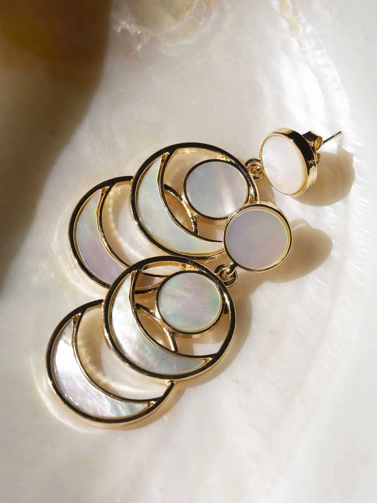 Mother of Pearl Crescent Moon Dangle Earrings