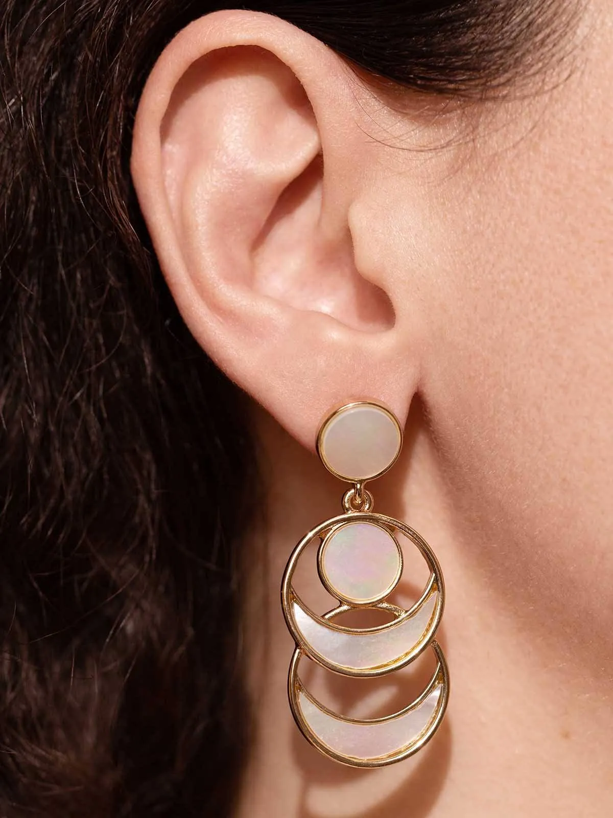 Mother of Pearl Crescent Moon Dangle Earrings