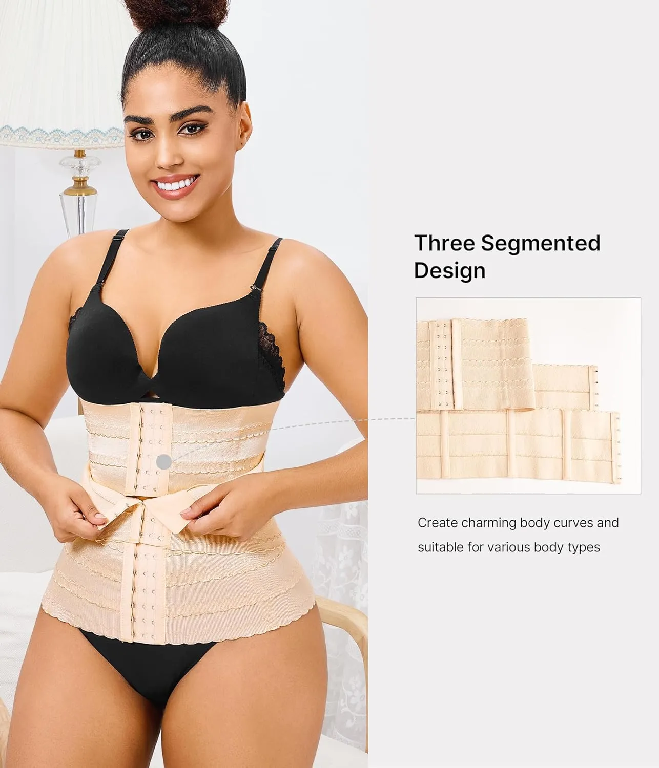 Nebility Waist Trainer for Women Corset Shapewear Tummy Control Segmented Waist Cincher Workout Girdle