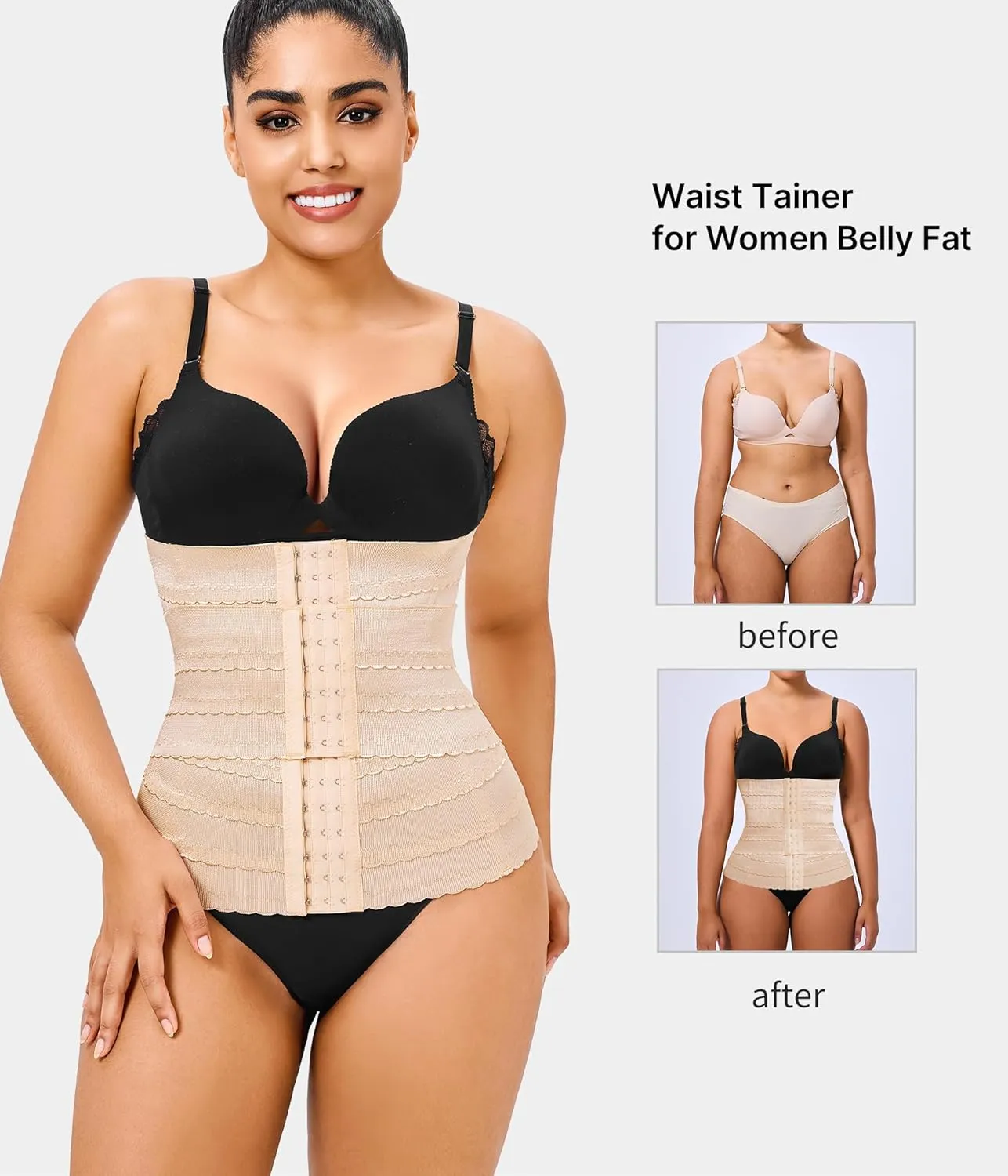 Nebility Waist Trainer for Women Corset Shapewear Tummy Control Segmented Waist Cincher Workout Girdle