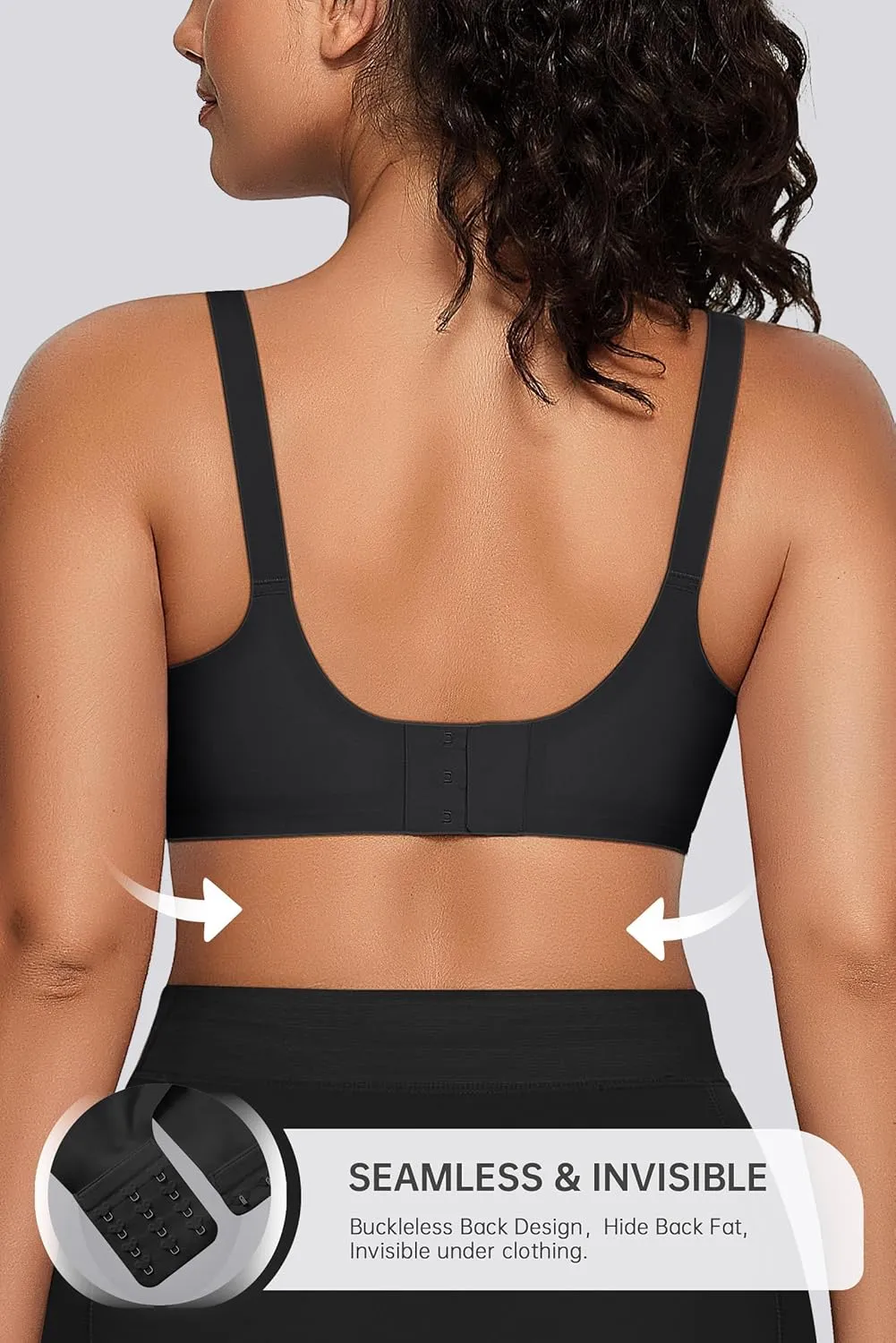 OEAK Womens Seamless Bras Comfortable Bra No Underwire Full Support Bralette Push Up Plus Size V Neck Sleeping Tshirt Bras