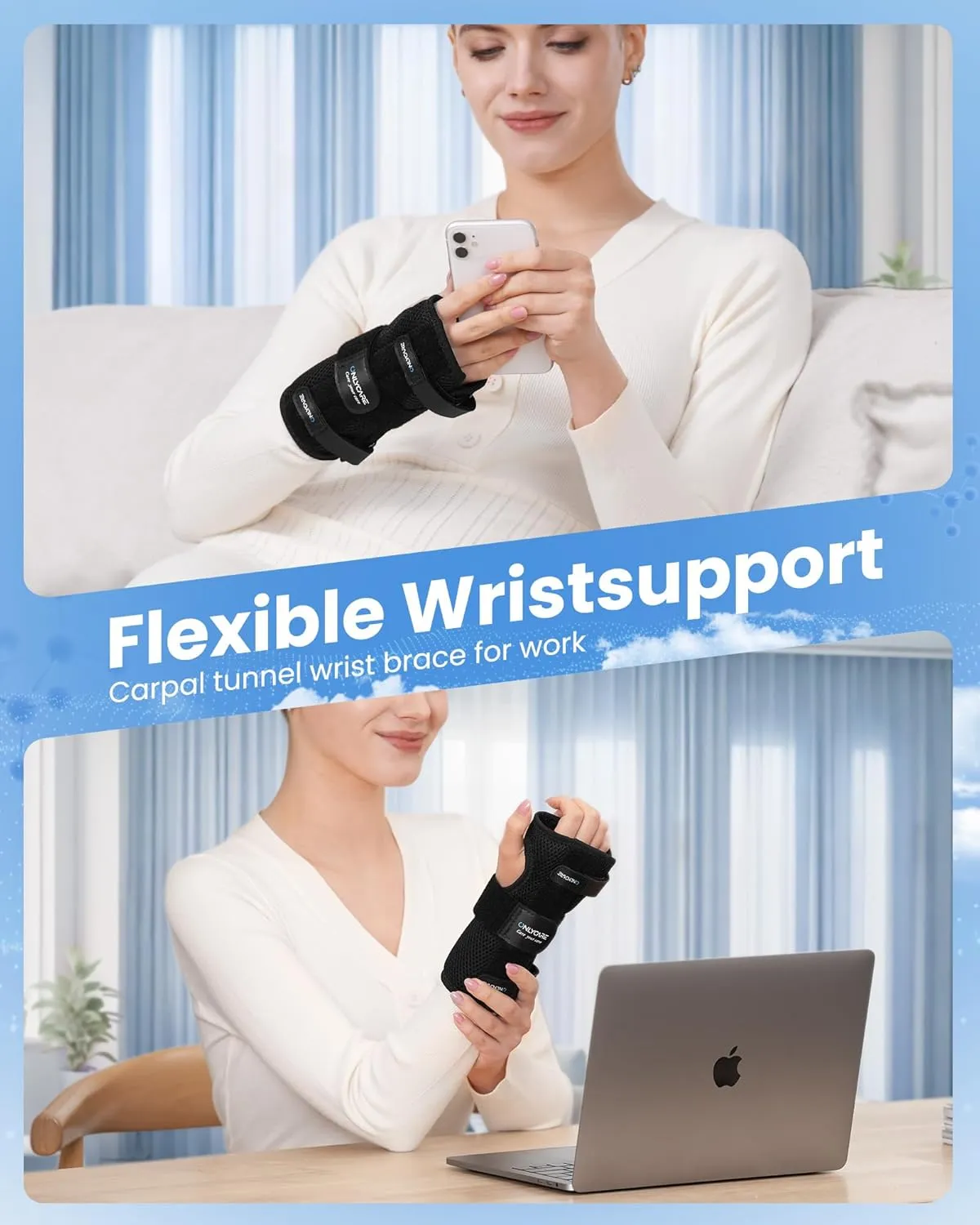ONLYCARE Carpal Tunnel Wrist Brace with Splint for Right Hand, Adjustable Wrist Guard Night Support,Metal Splint Stabilizer, Hand Brace for Sprain, Arthritis, Tendonitis(Medium)