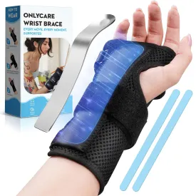 ONLYCARE Carpal Tunnel Wrist Brace with Splint for Right Hand, Adjustable Wrist Guard Night Support,Metal Splint Stabilizer, Hand Brace for Sprain, Arthritis, Tendonitis(Medium)