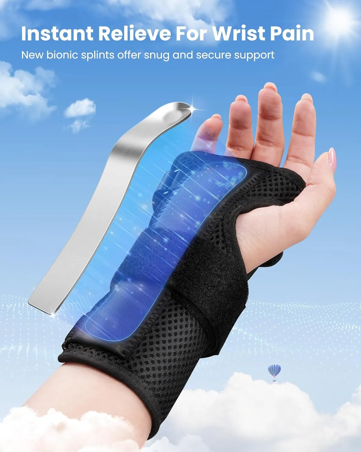 ONLYCARE Carpal Tunnel Wrist Brace with Splint for Right Hand, Adjustable Wrist Guard Night Support,Metal Splint Stabilizer, Hand Brace for Sprain, Arthritis, Tendonitis(Medium)