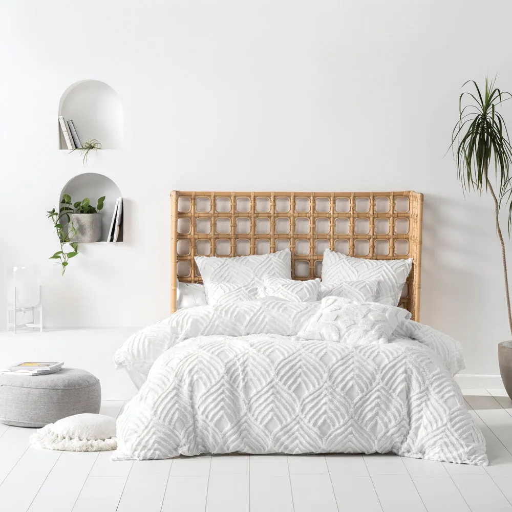 Palm Springs Ogee Tufted 100% Cotton Duvet Cover Set White