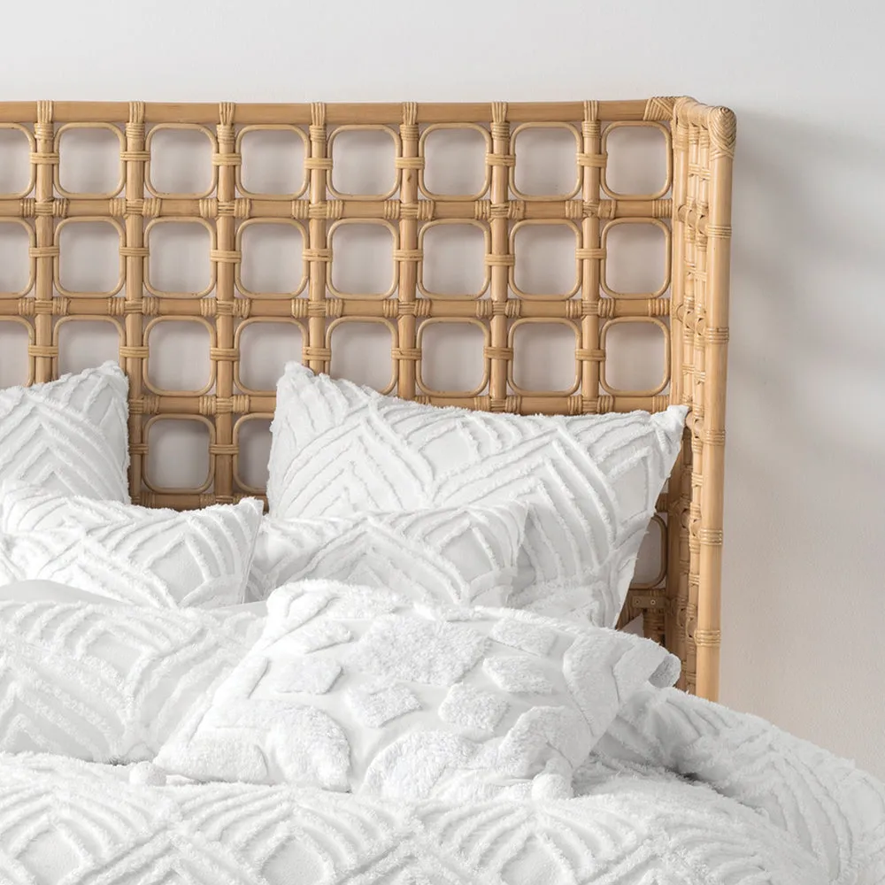 Palm Springs Ogee Tufted 100% Cotton Duvet Cover Set White