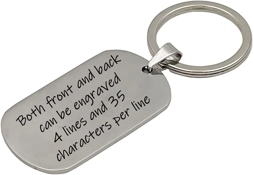 Personalized Keychains for Women Customized Key Chains Men Engraved Name Inspirational Stainless Steel Dog Tag