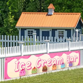 Pink Ice Cream Bar Large Banner,Ice Cream Theme Baby Bridal Shower Bday Wedding Graduation Party Supplies,Ice Cream Theme Baby Shower Party Decorations Supplies 9.8x1.6ft