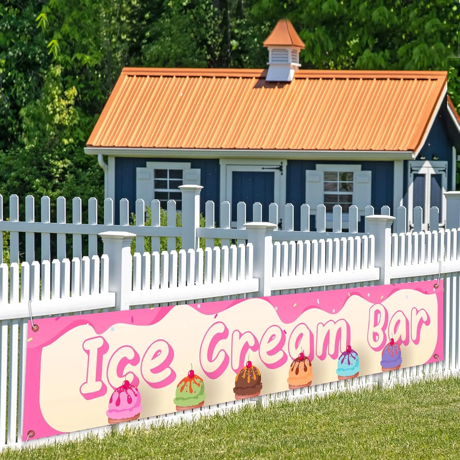 Pink Ice Cream Bar Large Banner,Ice Cream Theme Baby Bridal Shower Bday Wedding Graduation Party Supplies,Ice Cream Theme Baby Shower Party Decorations Supplies 9.8x1.6ft