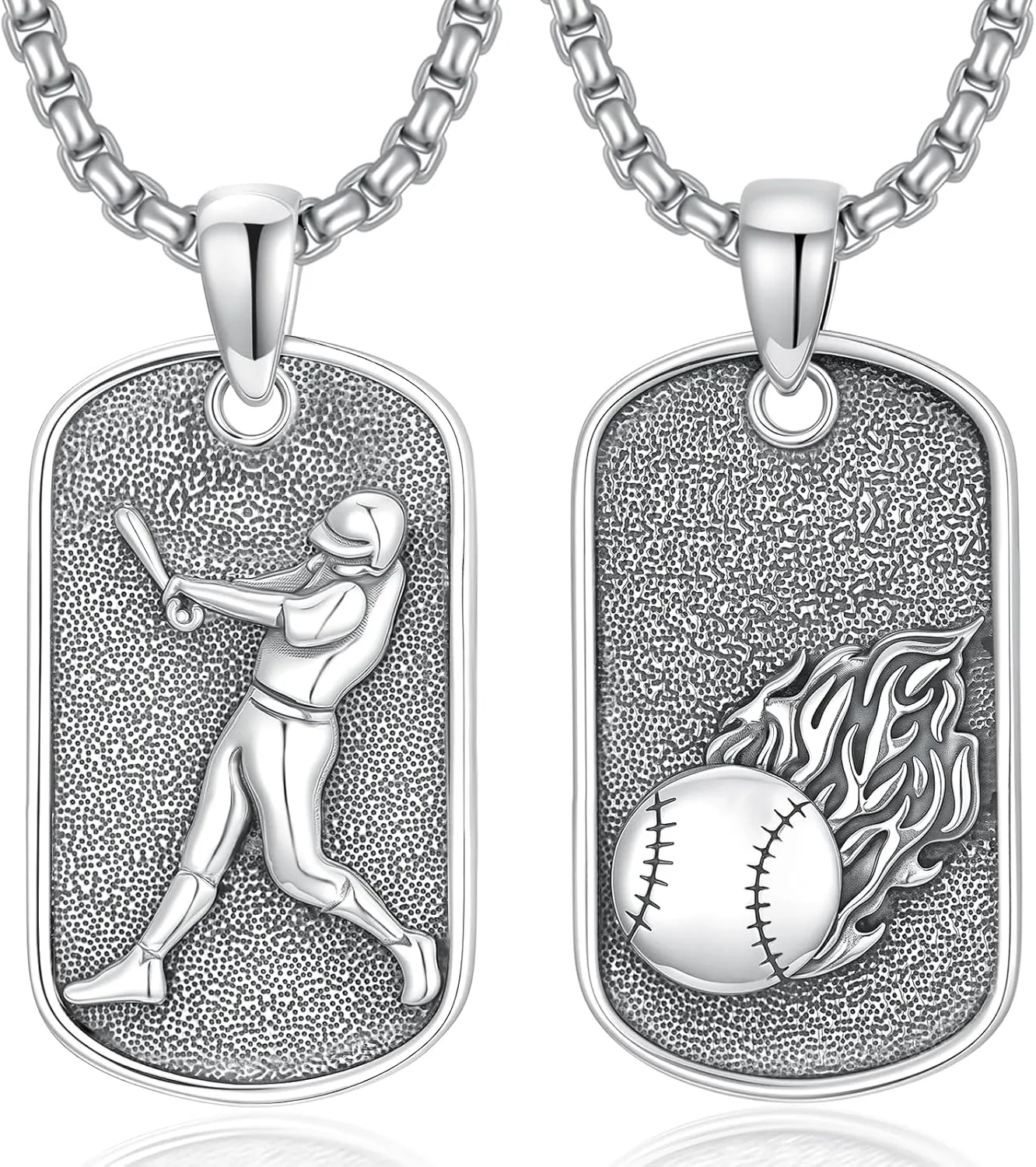PROESS Baseball/Basketball/Softball/Soccer Necklace for Men Sport Lovers Fans Sterling Silver Never Give Up Sports Necklace Sports Gift for Birthday Christmas