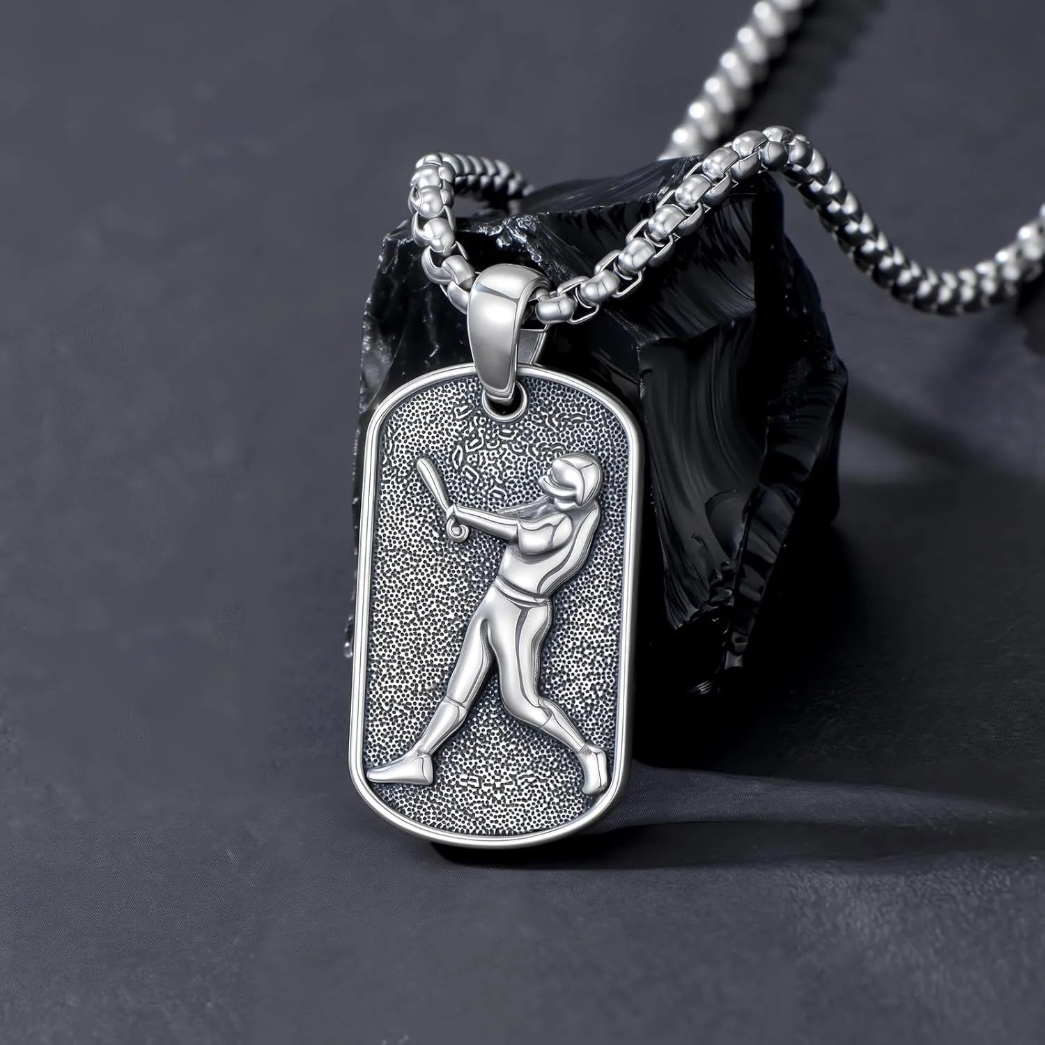 PROESS Baseball/Basketball/Softball/Soccer Necklace for Men Sport Lovers Fans Sterling Silver Never Give Up Sports Necklace Sports Gift for Birthday Christmas