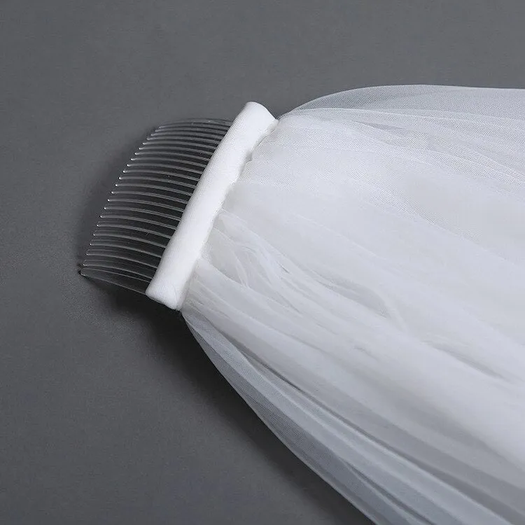 "Elisha" - Simple 2-Tier Cathedral Bridal Veil - Available in White and Ivory