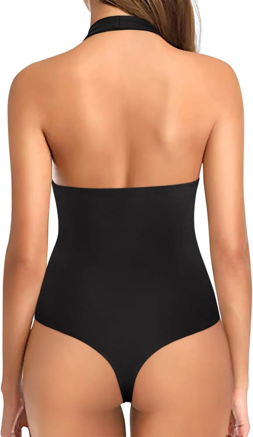 REORIA Bodysuits for Women Halter Tops 2025 Summer V Neck Backless Body Suits Tank Top Trendy Fashion Clothing