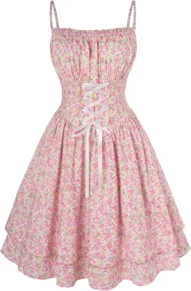 Scarlet Darkness Summer Sundress for Women Floral Sleeveless Spaghetti Strap Dress