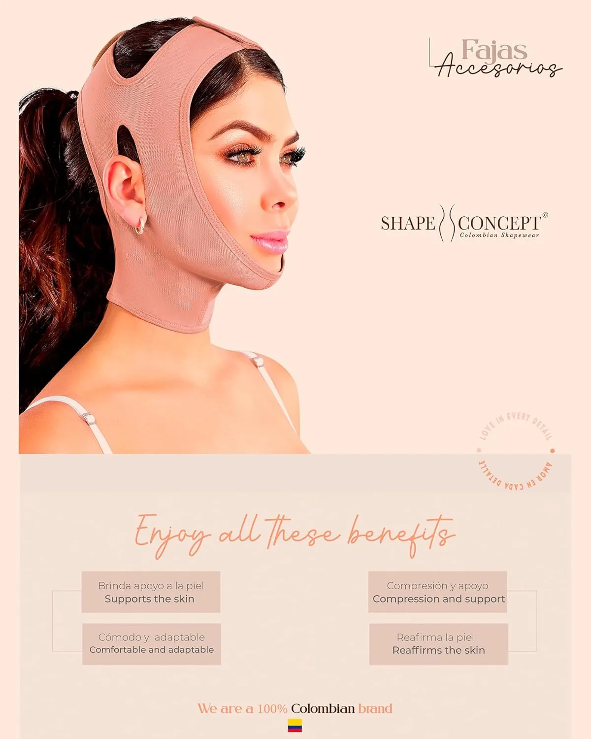 Shape Concept Chin Strap Support Band Neck Bandage Face Chin High Compression
