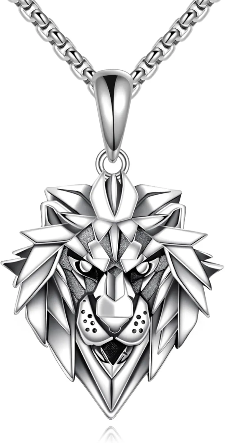 Shark/Lion/Turtle Necklace Sterling Silver Animal Pendant Animal Jewelry Gifts for Women Men