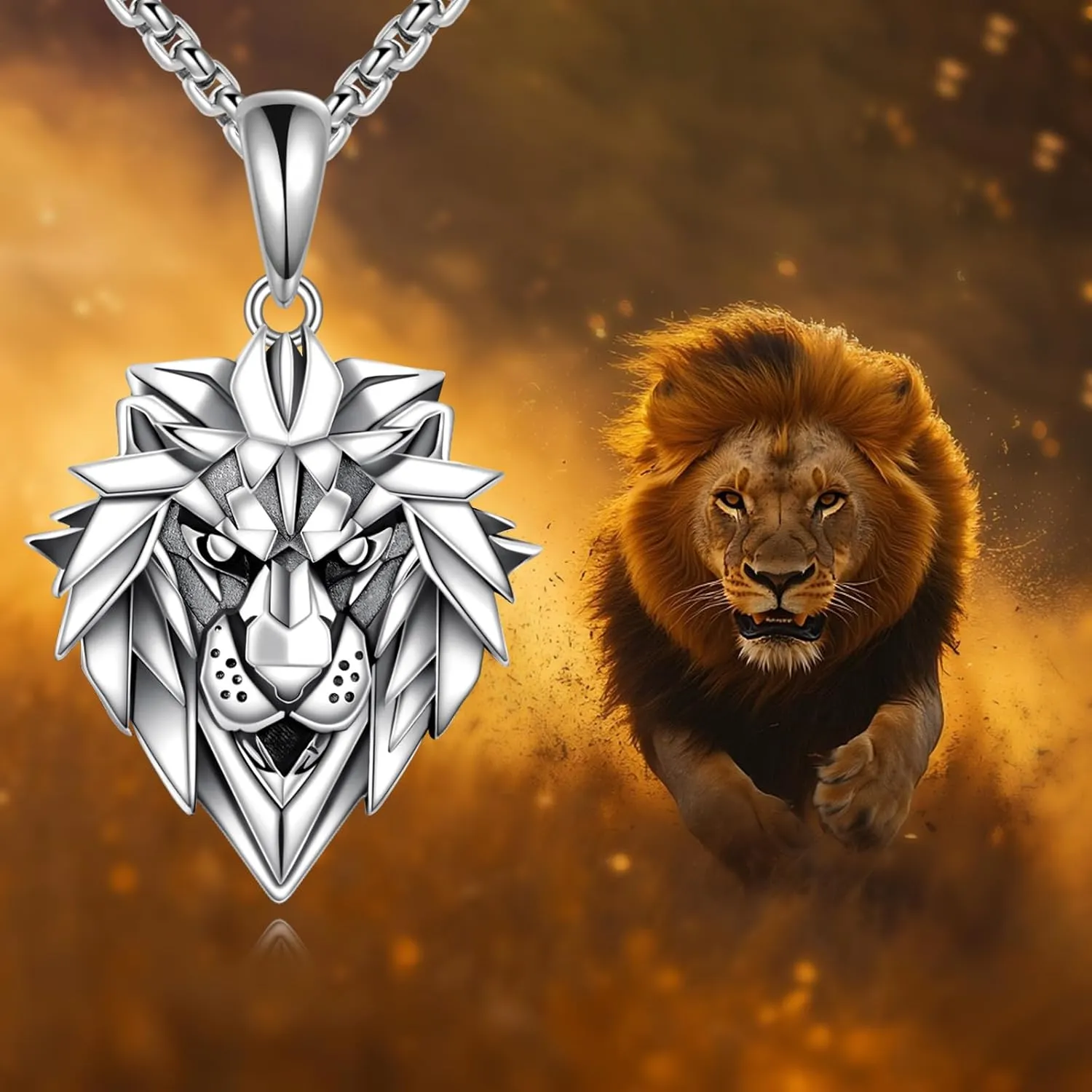 Shark/Lion/Turtle Necklace Sterling Silver Animal Pendant Animal Jewelry Gifts for Women Men