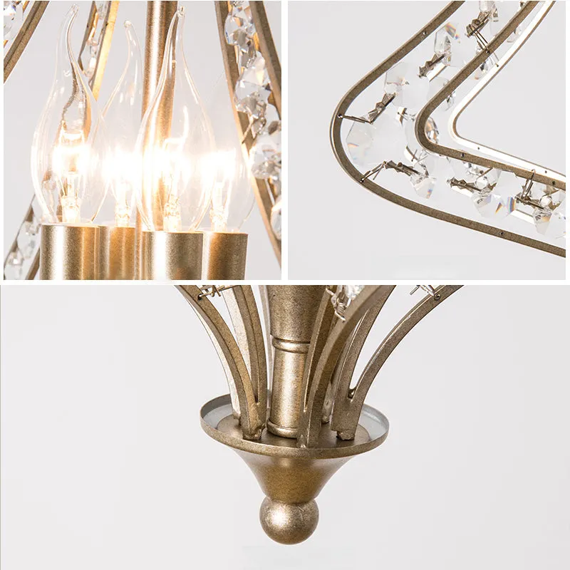 Silver Crystal Diamond Chandelier Pendant Light - Minimalist 4-Head Living Room Hanging Lamp